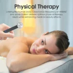 A woman enjoys the treatment of tecar therapy